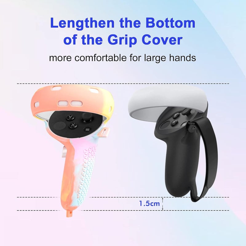 Relohas VR Accessories for Oculus Quest 2, Silicone Set for Meta Quest 2, Include Controller Grip Leather Cover, VR Shell Cover, Face Cover, Lens Cover and 10PCS Disposable Eye Cover (Macaron) - Image 2